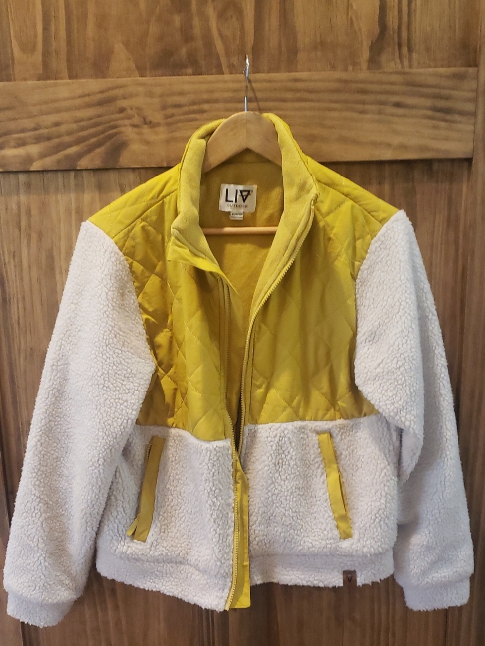 Yellow and Cream Quilted Sherpa Jacket